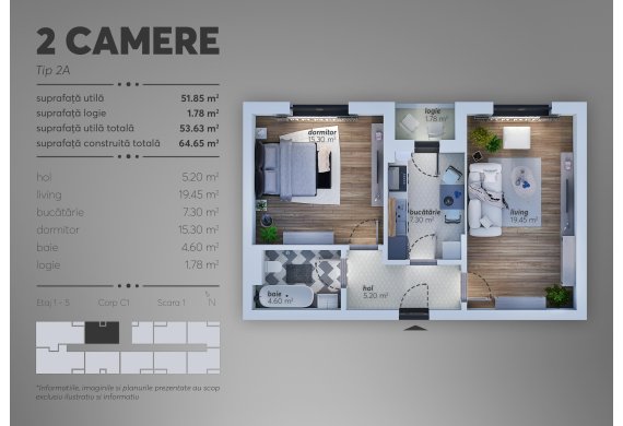 2 Camere Apartment - C1.2A