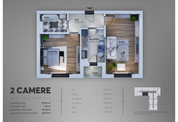 2 Camere Apartment - C1.2.1B