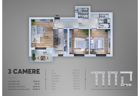 Apartament 3 Camere - C2.1.2C